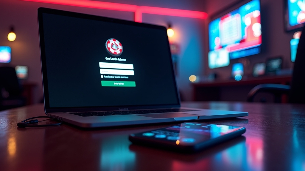 Login help scene with recovery screen and error message on dark desk